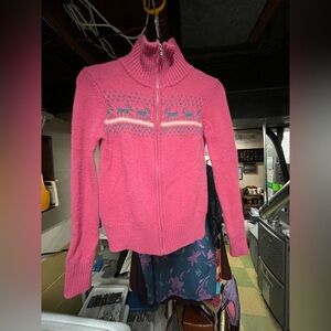 Vertical Club Pink Zip Up Sweater Size Medium